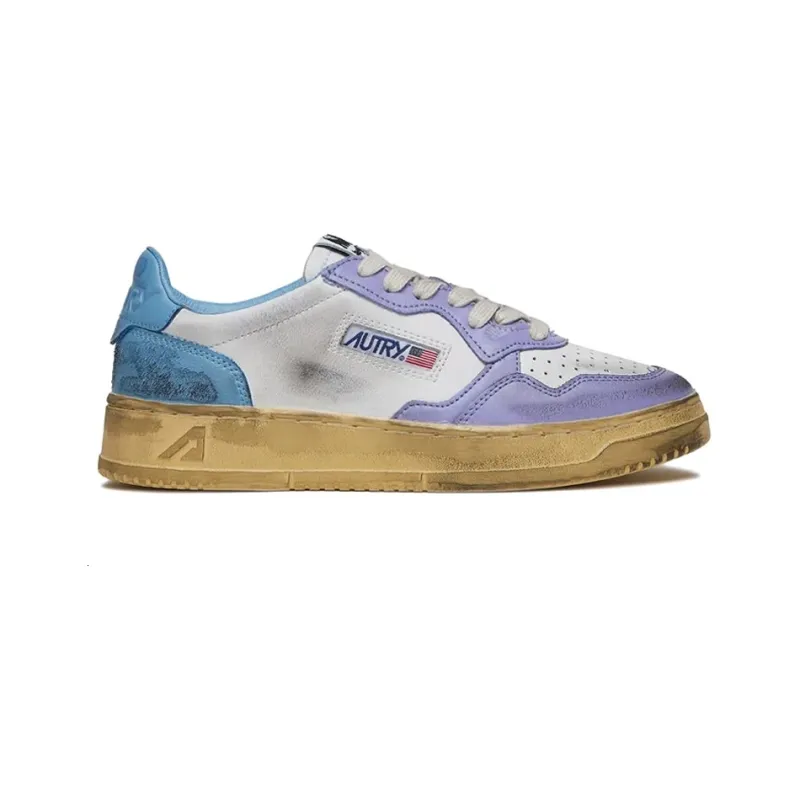 AUTRY Medalist Super Vintage Low Leather Sneakers 'White Purple Blue' Women's-1