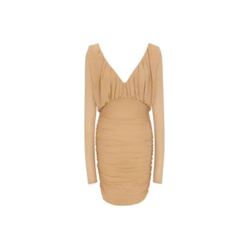 SAINT LAURENT Long-Sleeved Dresses Women's Hazelnut