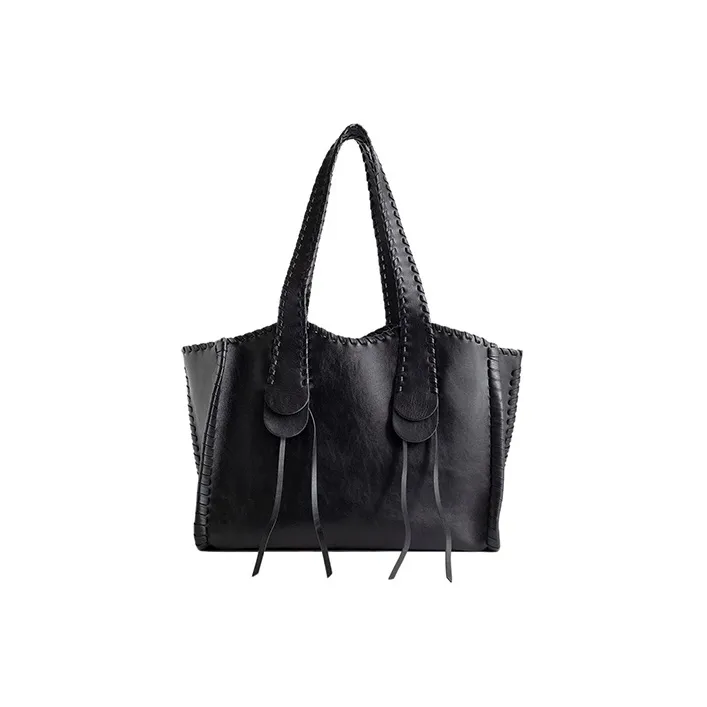 Chloe Mony Calfskin Tote Bag, Shopping Bag, Shoulder Bag, Handbag Large Size Women's Black-2