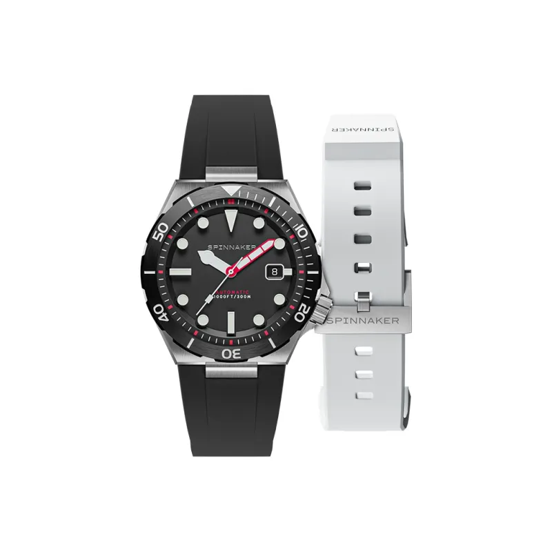 SPINNAKER BOETTGER Collection Wrist Watch Automatic Mechanical Movement Rubber Strap Black Dial Men's Watches-1