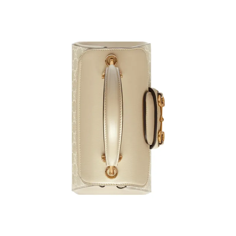 GUCCI Horsebit 1955 Canvas With Leather Shoulder Bag Crossbody Bag Handbag Mini Women's Ecru-6