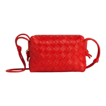 Bottega Veneta LOOP Leather Camera Bag Storage Bag Handheld Shoulder Bag Mini Women's Red