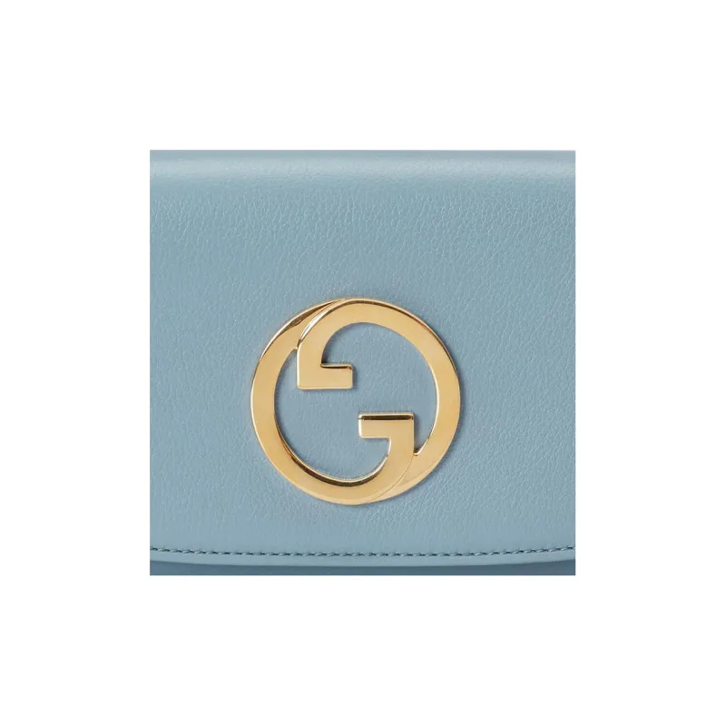 GUCCI Blondie Leather Shoulder Bag Crossbody Bag Wallets Women's Light Blue-7