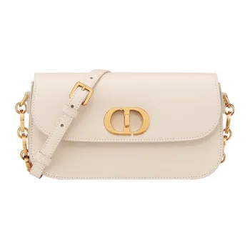 DIOR 30 Montaigne Smooth Cow Leather Shoulder Bag, Crossbody Bag Regular Women's Gray Ivory