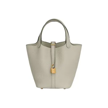 HERMES Picotin Lock Clemence Bullock Leather Basket Bag Handbag Bucket Bag 18 Women's Q1 Sauge Sage Green