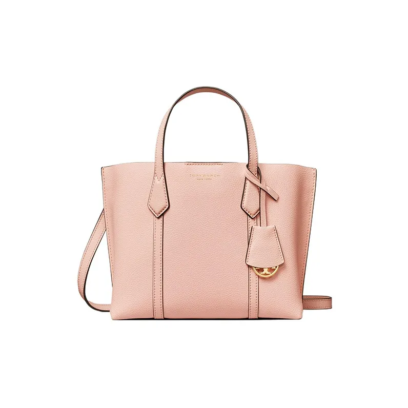 TORY BURCH Perry Pebbled Leather Tote Bag, Shopping Bag, Shoulder Bag, Handbag Trumpets Women's Pink-0