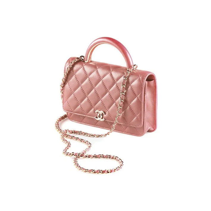 CHANEL WOC Sheepskin Wallet On Chain Handbag, Shoulder Bag, Crossbody Bag Women's Dragon Shrimp Pink-1