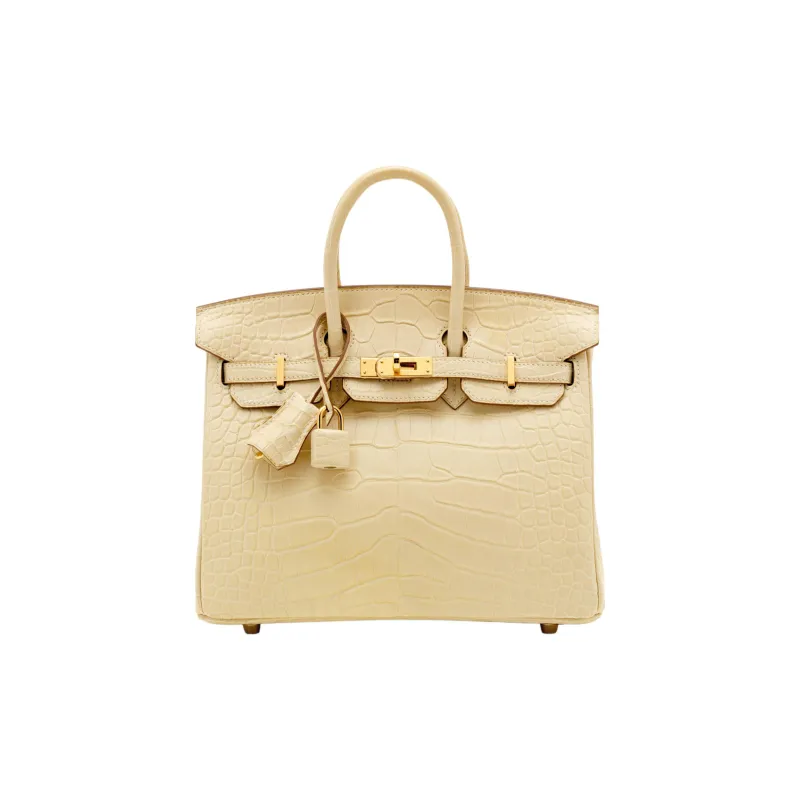 HERMES Birkin Matte Crocodile Leather Birkin Bag Handbag Regular Women's Y1 Vanille Vanilla-0