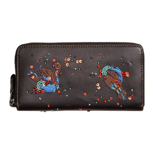 COACH Accordion Zip Glove Tanning Card Holder Wallet Women's Black