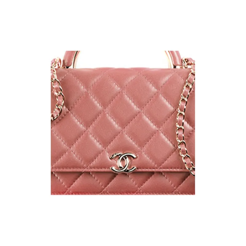 CHANEL WOC Sheepskin Wallet On Chain Handbag, Shoulder Bag, Crossbody Bag Women's Dragon Shrimp Pink-3