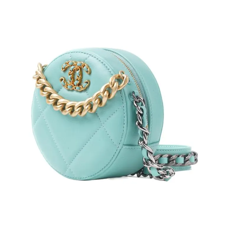 CHANEL 19Bag Lambskin Round Bag, Evening Party Bag, Handheld Shoulder Bag, Crossbody Bag Women's Mint Green-1