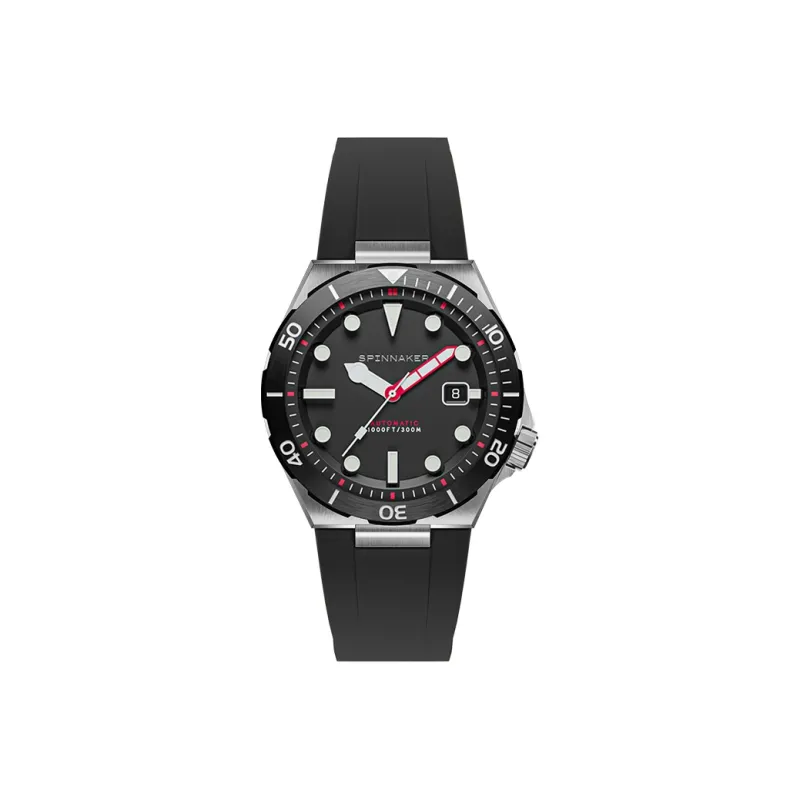 SPINNAKER BOETTGER Collection Wrist Watch Automatic Mechanical Movement Rubber Strap Black Dial Men's Watches-0