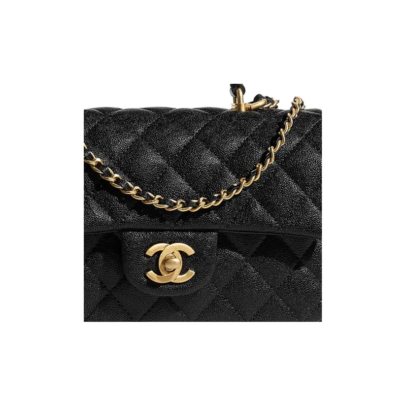 CHANEL Classic Flap CF Grain Calfskin Chain Bag Handbag, Crossbody Bag, Shoulder Bag Mini Women's Black-4