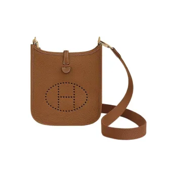 HERMES Evelyne Clemence Calfskin Ivorie Shoulder Bag Crossbody Bag Unisex Brown