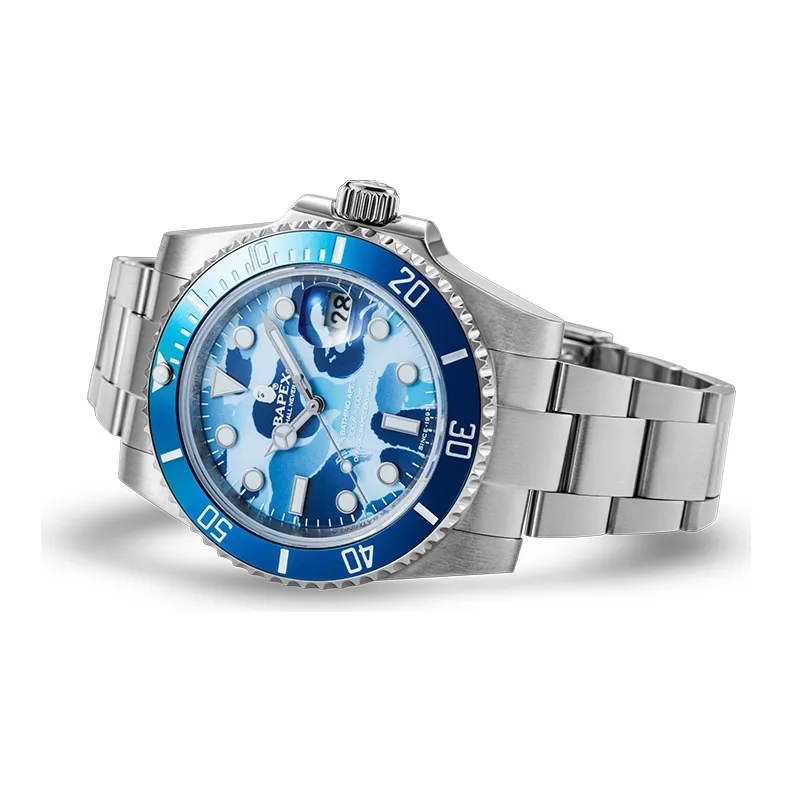 A BATHING APE TYPE 1 BAPEX Mechanical Movement Watch Men's Watches Blue Dial 0ZXWHMX87001J-1