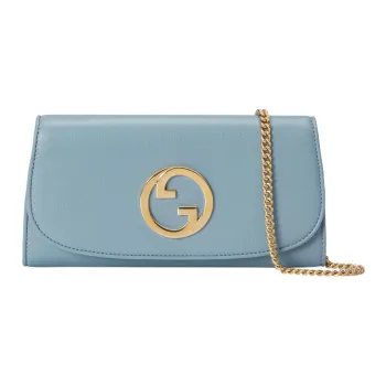 GUCCI Blondie Leather Shoulder Bag Crossbody Bag Wallets Women's Light Blue
