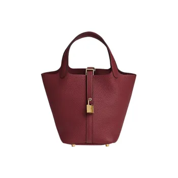HERMES Picotin Lock Clemence Bullock Leather Basket Bag Handbag Women's 55 RougeH Hermes Red