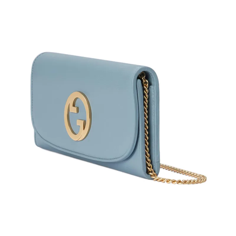 GUCCI Blondie Leather Shoulder Bag Crossbody Bag Wallets Women's Light Blue-1