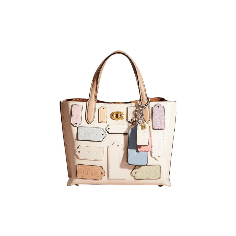 COACH Willow Pebbled Leather Shoulder Bag, Crossbody Bag, Handbag Medium Size Women's Chalk White-0