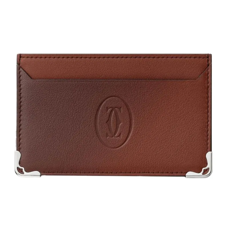CARTIER Must De Cartier Calfskin Card Holder Men's Gradient Brown-0
