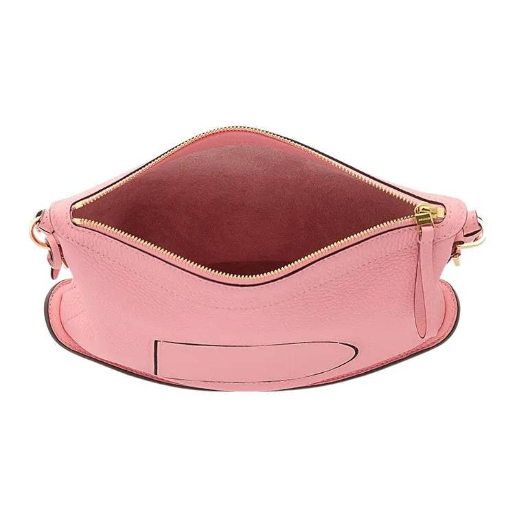 Delvau Pin Swing Soft Grained Leather Shoulder Bag Crossbody Bag Handbag Women's Pink-3
