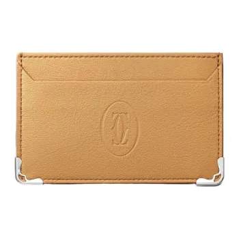 CARTIER Must De Cartier Calfskin Card Holder Women's Brown Yellow