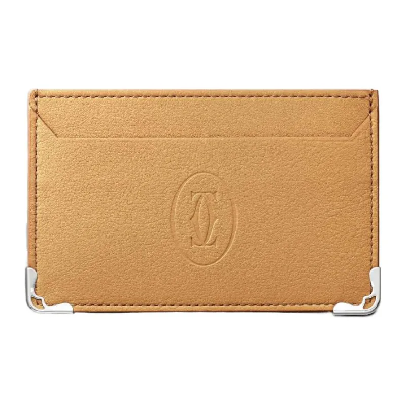 CARTIER Must De Cartier Calfskin Card Holder Women's Brown Yellow-0