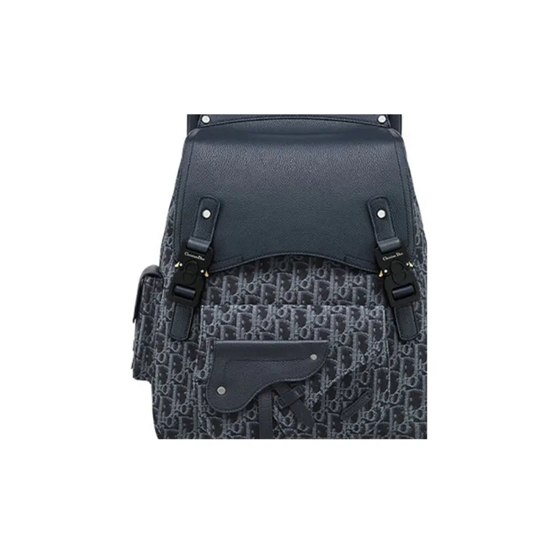 DIOR Saddle Calfskin Backpack Unisex Dark Blue-4