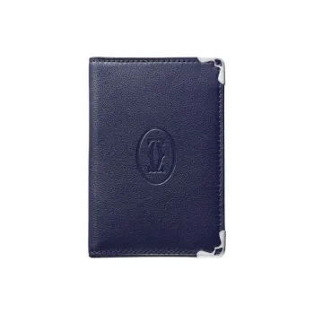 CARTIER Must De Cartier Calfskin Card Holder Men's Blue