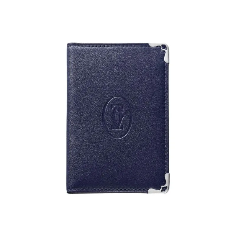 CARTIER Must De Cartier Calfskin Card Holder Men's Blue-0