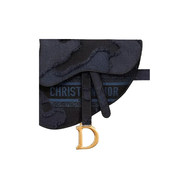 DIOR Saddle Canvas Saddle Bag Fanny Pack Women's Navy Blue-3