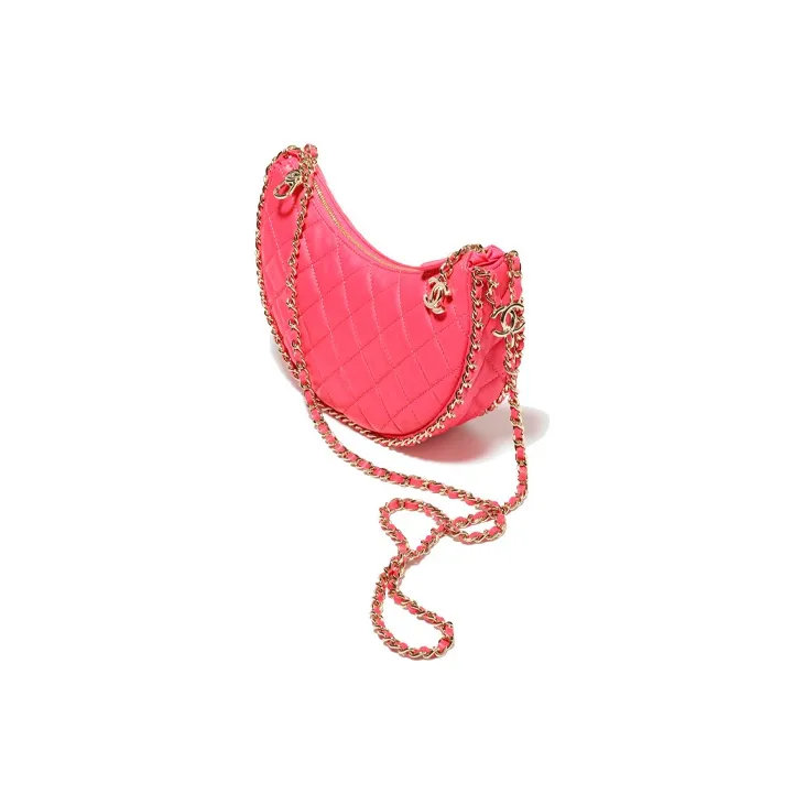 CHANEL Lambskin Hobo Bag Crossbody Bag Shoulder Bag Women's Rose Pink-2