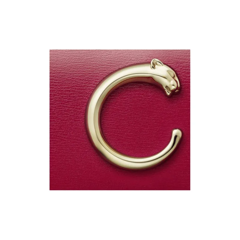 CARTIER Panthère De Cartier Calfskin Wallet Mini Women's Red-4
