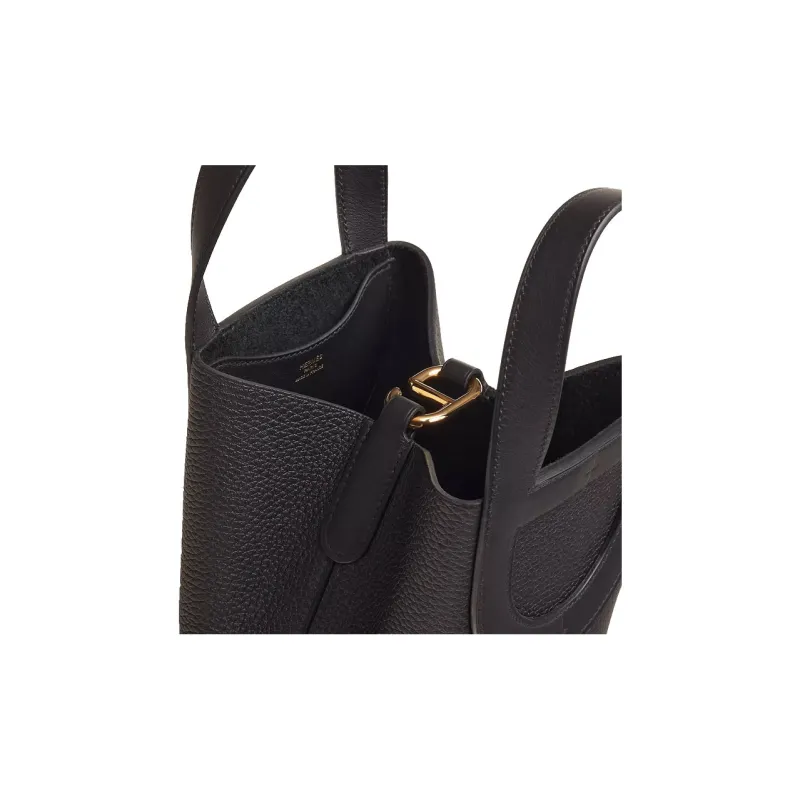 HERMES In The Loop Clemenc Bullhide With Swift Calfskin Basket Bag Bucket Bag Handbag Regular Women's Black-3