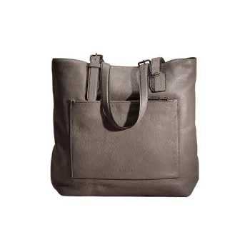 COACH Metropolitan Pebbled Leather Tote Bag Shopping Bag Handbag Shoulder Bag Large Size Men's Gray