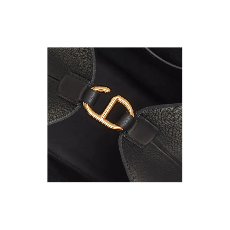 HERMES In The Loop Clemenc Bullhide With Swift Calfskin Basket Bag Bucket Bag Handbag Regular Women's Black-4