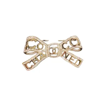 CHANEL 2020 Ribbon Cc Rhinestone Hair Clip