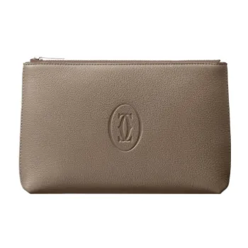 CARTIER Must De Cartier Calfskin Clutch Small Size Men's Taupe