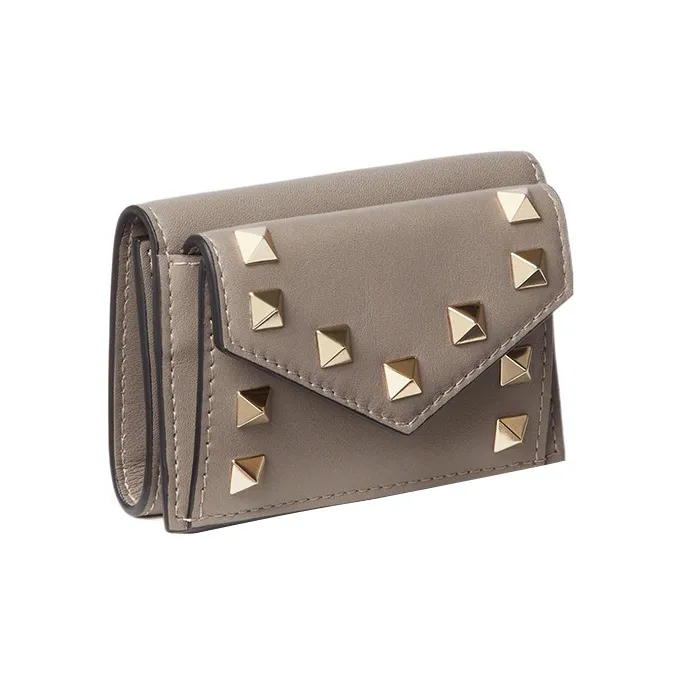 Valentino Rockstud Calfskin Wallet Small Size Women's Opal Gray-1
