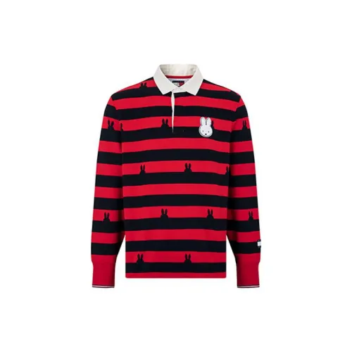 Miffy X Tommy Hilfiger Polo Shirts Unisex Red/Blue Stripes XLG