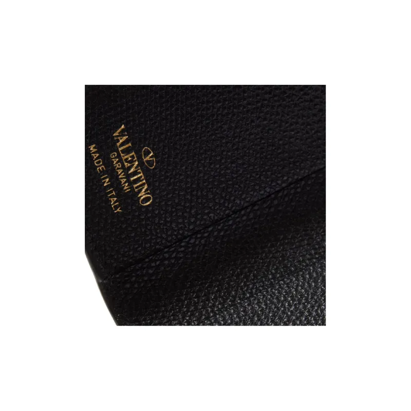 Valentino Grained Calfskin Key Pouch Women's Black-3