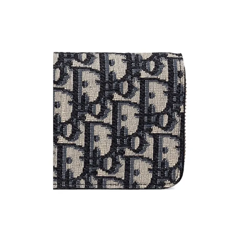 DIOR Canvas Card Holders Coin Purses Wallets Small Size Women's Blue-3