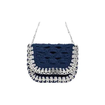 Paco Rabanne Wool Messenger Bag Shoulder Bag Crossbody Bag Women's Dark Blue