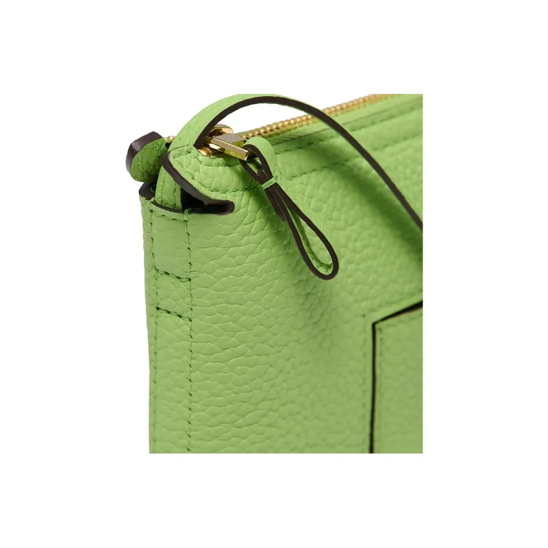 Delvau Soft Grained Leather Clutch Regular Women's Green-4