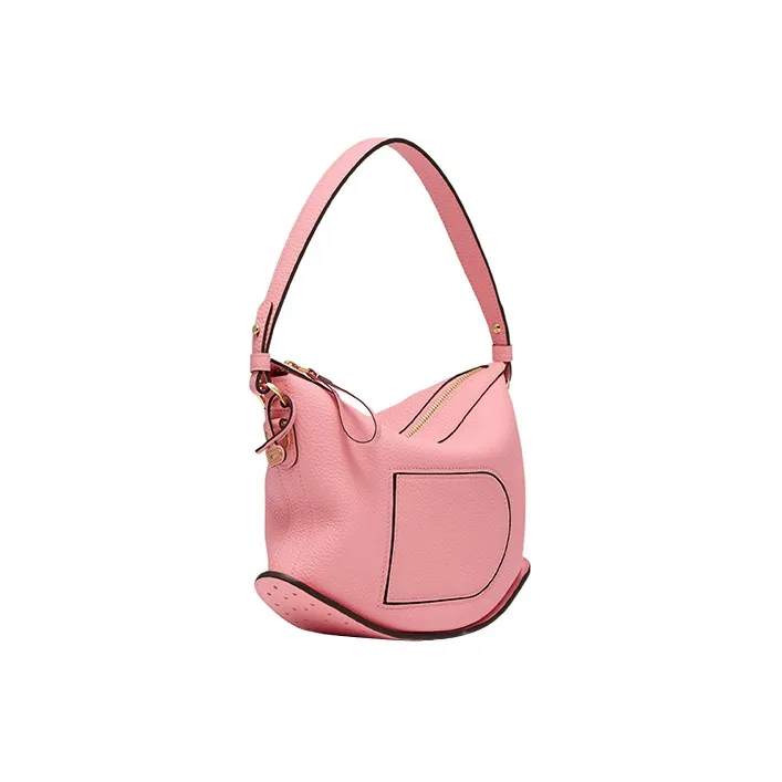 Delvau Pin Swing Soft Grained Leather Shoulder Bag Crossbody Bag Handbag Women's Pink-1