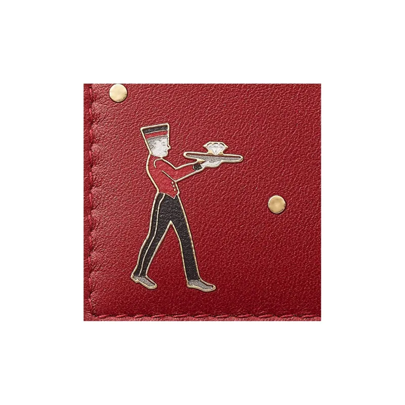 CARTIER Calfskin Card Holder Women's Red-4