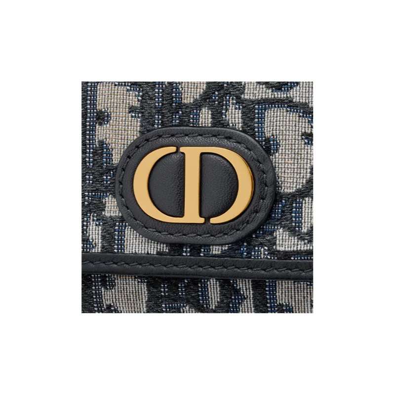 DIOR 30 Montaigne Canvas Wallet Women's Denim Blue-5
