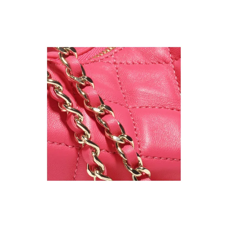 CHANEL Lambskin Hobo Bag Crossbody Bag Shoulder Bag Women's Rose Pink-3