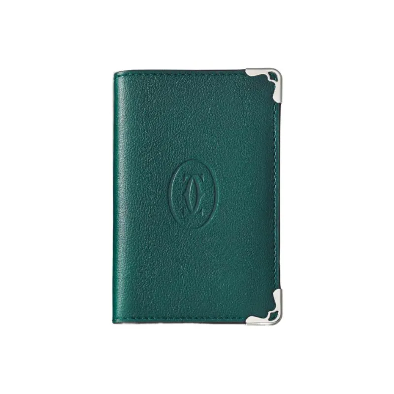 CARTIER Must De Cartier Calfskin Card Holder Men's Peacock Green-1
