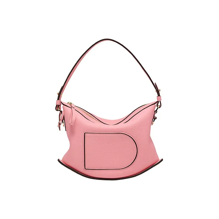Delvau Pin Swing Soft Grained Leather Shoulder Bag Crossbody Bag Handbag Women's Pink-0